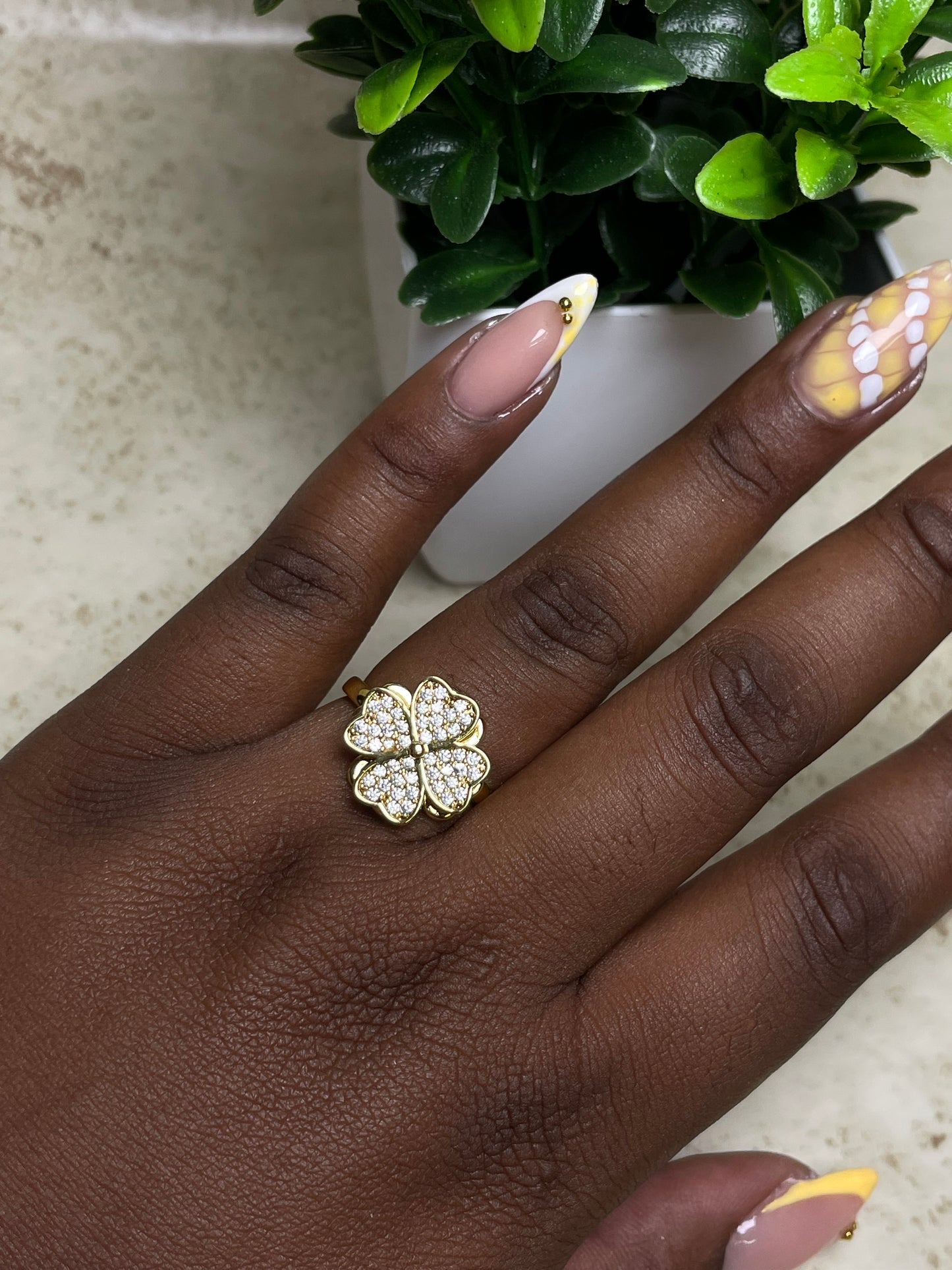 Crystal Clover Ring
